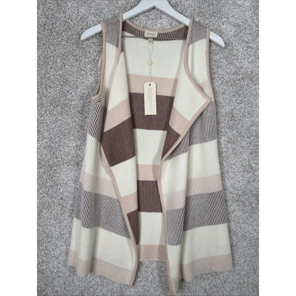 Greige Super Soft Sweater Vest Cardigan Neutral- Small